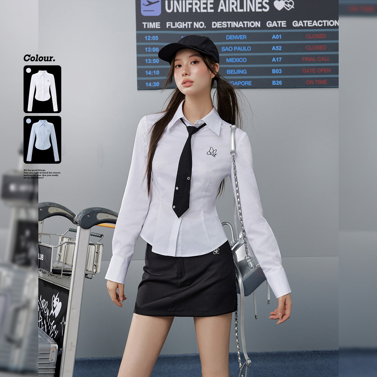 11594367.【25年春款】学院风精致刺绣舒适透气减龄修身女式衬衫U251D305C1Z1