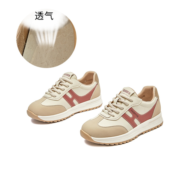 11599483.墨斯本真皮阿甘鞋女2025春季新款厚底德训鞋女休闲百搭小白鞋女运动女鞋11731