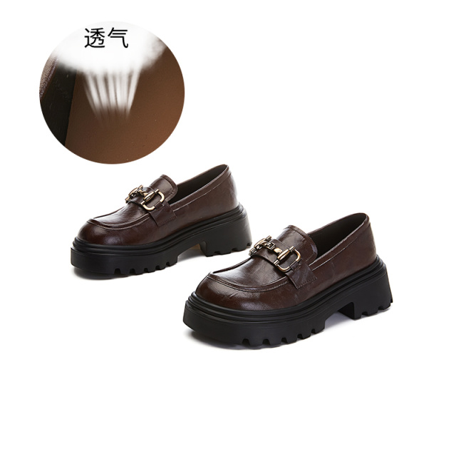 11599485.墨斯本发泡底羊皮垫乐福鞋女2025春季新款厚底增高女鞋一脚蹬时装单鞋女11696