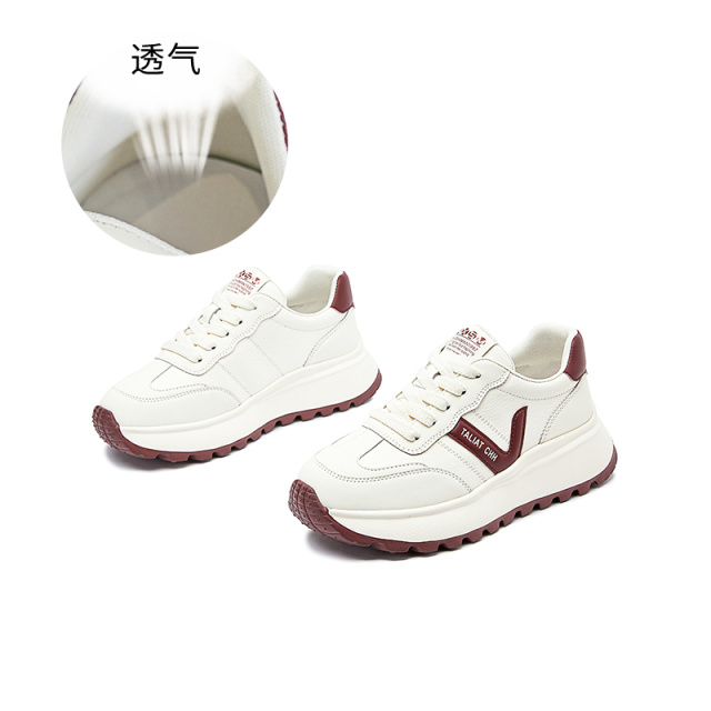 11599487.墨斯本发泡底真皮阿甘鞋2025春季新款厚底增高运动鞋休闲女鞋百搭小白鞋11719