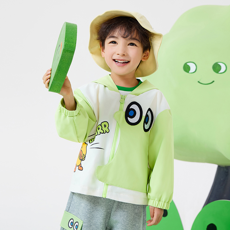 12661848.B.Duck小黄鸭童装儿童休闲外套春装2025新款男童连帽上衣