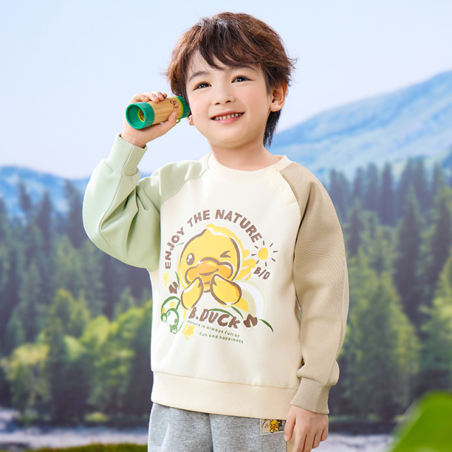 12661864.B.Duck小黄鸭童装男女童洋气休闲卫衣春装2025新款插肩袖百搭上衣