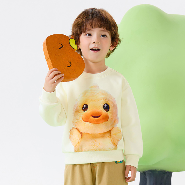12661876.B.Duck小黄鸭童装男女童可爱圆领卫衣2025春季新款炸街上衣潮