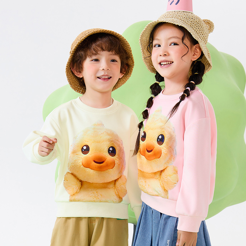 12661876.B.Duck小黄鸭童装男女童可爱圆领卫衣2025春季新款炸街上衣潮