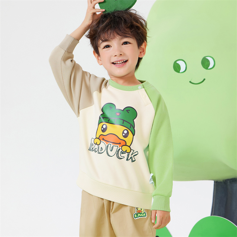 12661872.B.Duck小黄鸭童装男童卫衣2025春秋新款中小童卡通印花圆领上衣