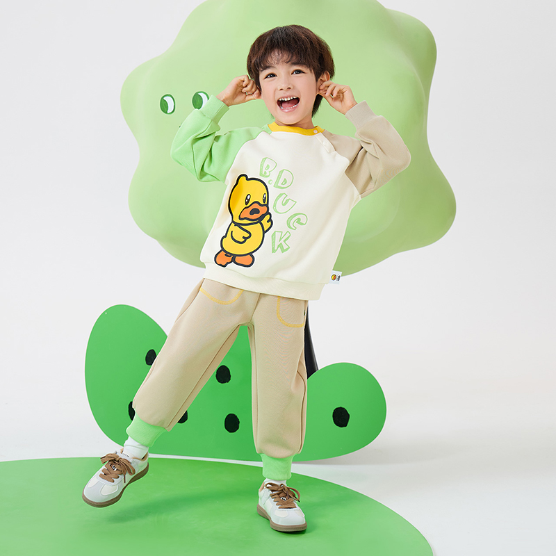 12661851.B.Duck小黄鸭童装男童运动服套装儿童卫衣卫裤2025春季新款宽松休闲两件套