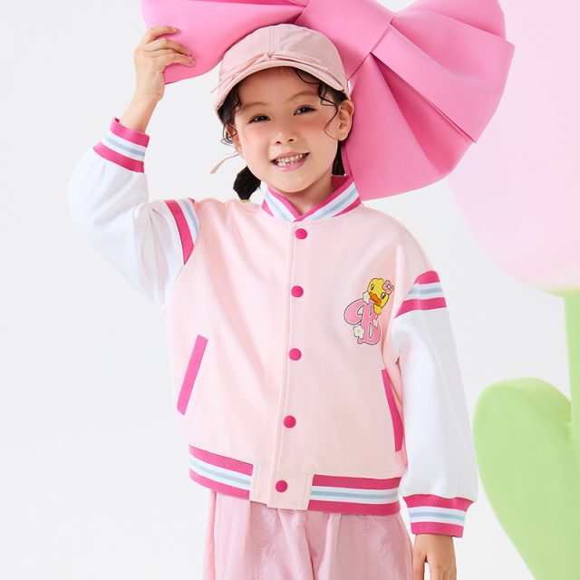 12661858.B.Duck小黄鸭童装女童时尚外套2025春装新款洋气棒球服