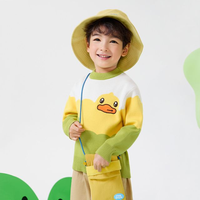 12661828.B.Duck小黄鸭童装男童2025春秋新款针织衫可爱舒适套头毛衣