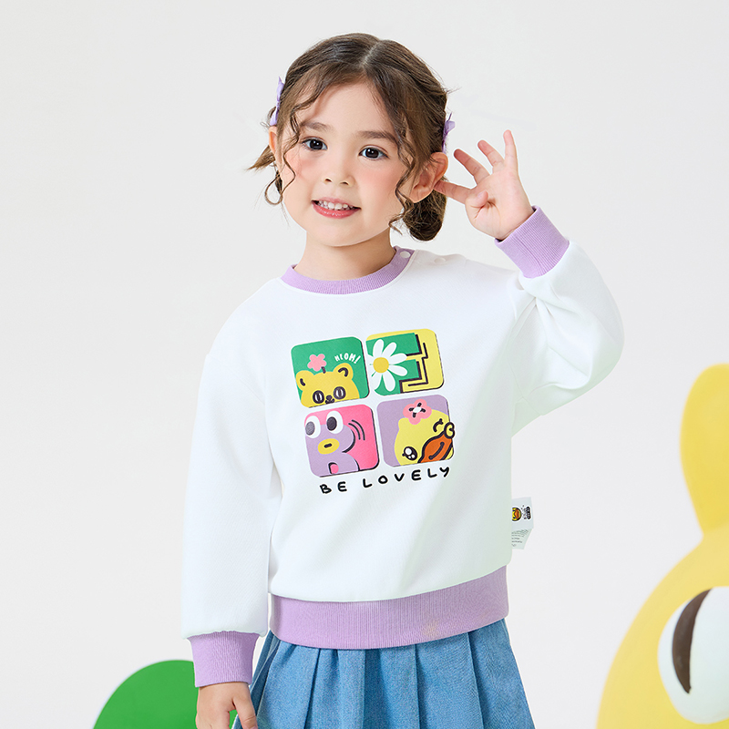 12661261.B.Duck小黄鸭童装女童卫衣儿童春装2025新款休闲百搭套头衫潮