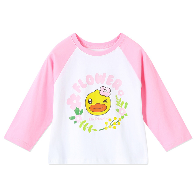 12661880.B.Duck小黄鸭童装中大童百搭长袖T恤春季新款女宝舒适打底衫