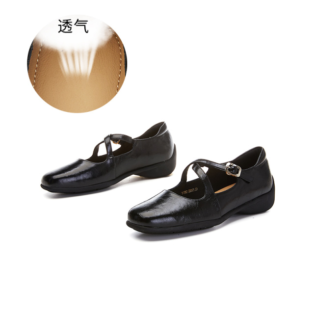 11606635.墨斯本真皮羊皮垫玛丽珍鞋女2025春季新款平底时装单鞋女休闲百搭小皮鞋11752