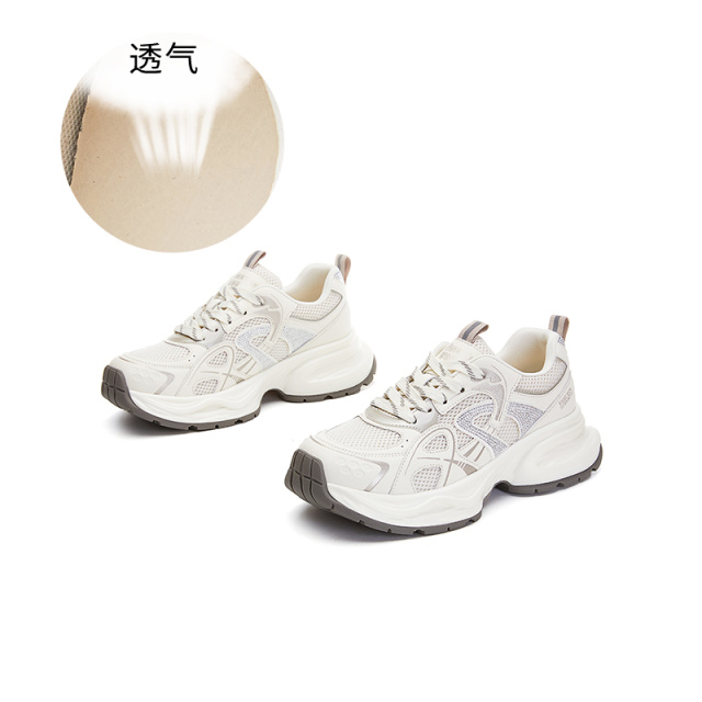 11606642.墨斯本吸膜底老爹鞋女2025春季新款厚底鞋水钻透气运动鞋休闲百搭跑步鞋11757