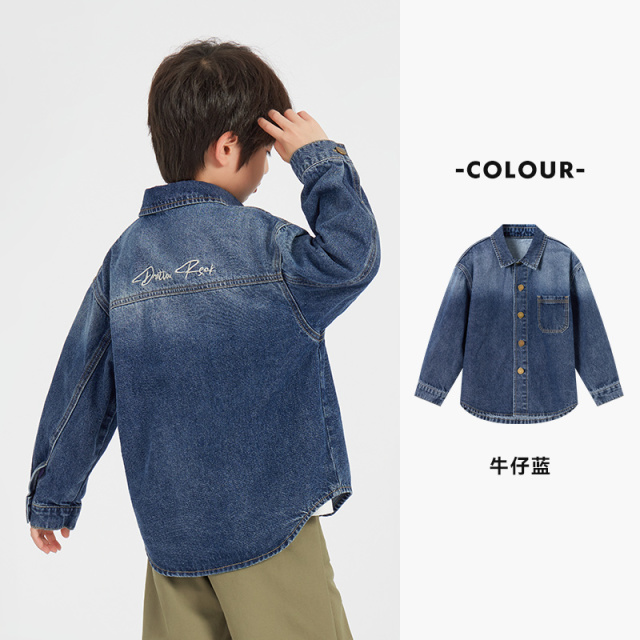 13308794.【刺绣渐变】男童帅气牛仔服外套春秋款休闲夹克儿童舒适有型上衣