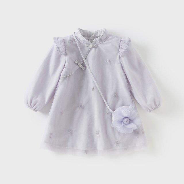 11826919.戴维贝拉女童连衣裙秋装宝宝国风汉服裙子儿童洋气网纱裙