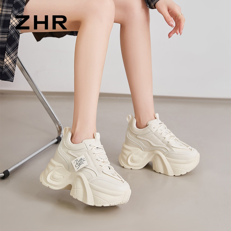 12735381.【ZHR则则】休闲内增高圆头系带厚底女鞋[PU]