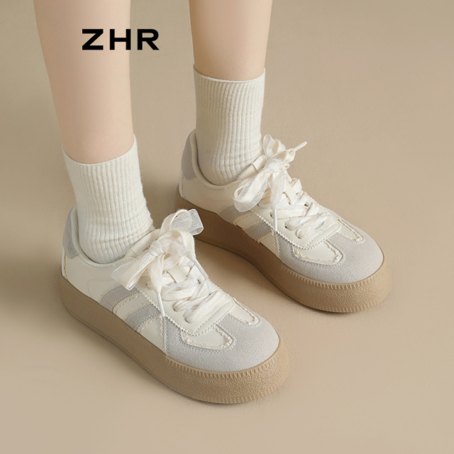 13844710.【ZHR则则】德训鞋系带圆头厚底女鞋[雨伞布+PU]