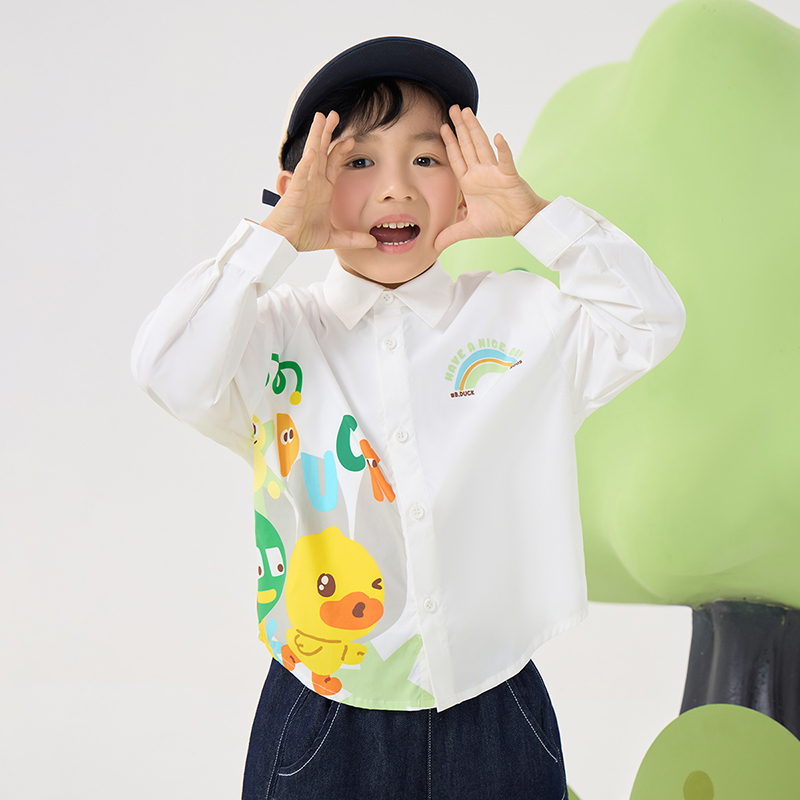12661903.B.Duck小黄鸭童装儿童衬衫2025春新款男童洋气百搭上衣