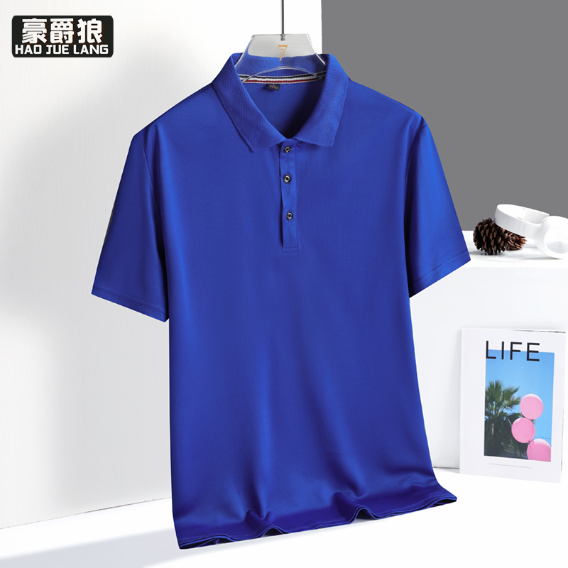 11632692.夏季男士翻领短袖POLO衫速干宽松休闲T恤上衣男衬衫领半袖T恤衫