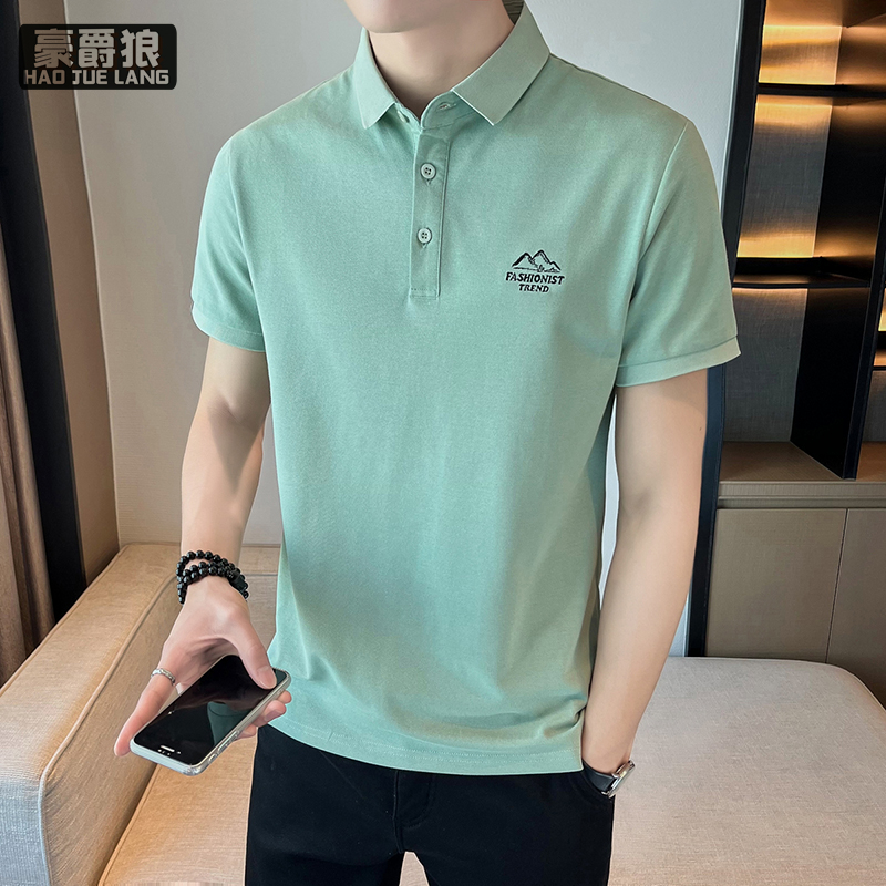 11632680.刺绣polo衫短袖男士潮牌时尚山峰半袖成熟轻奢百搭翻领t恤男