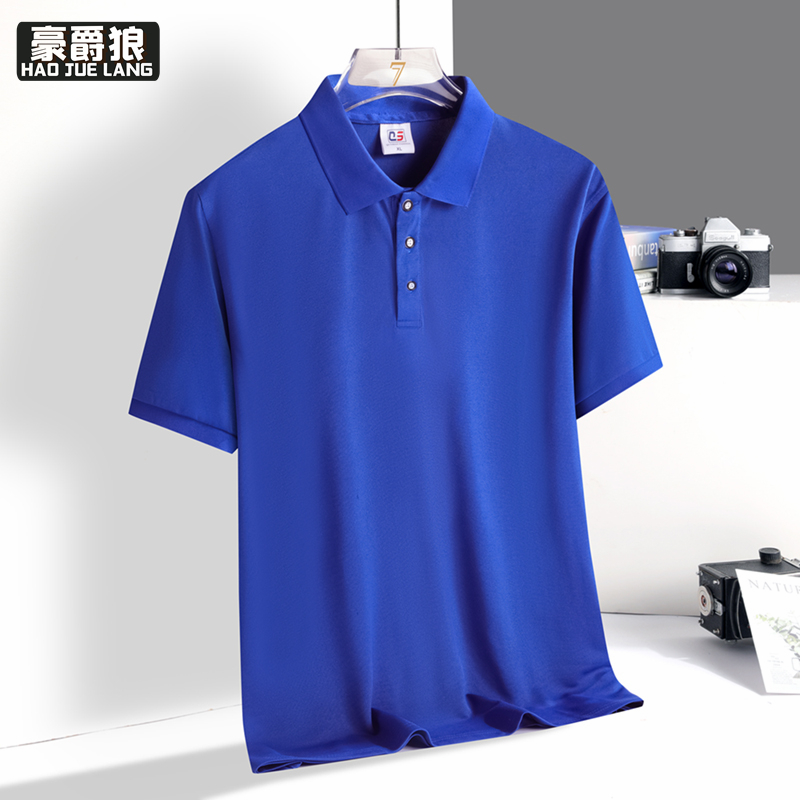 11632696.男士夏季短袖POLO男翻领爸爸夏装莱赛尔冰丝薄款体恤上衣服