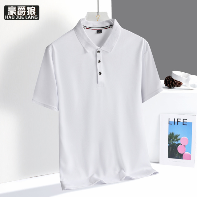 11632692.夏季男士翻领短袖POLO衫速干宽松休闲T恤上衣男衬衫领半袖T恤衫