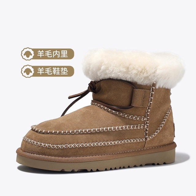 11637622.BellaLily2024冬季新款加绒雪地靴女厚底增高中筒靴保暖毛毛靴子