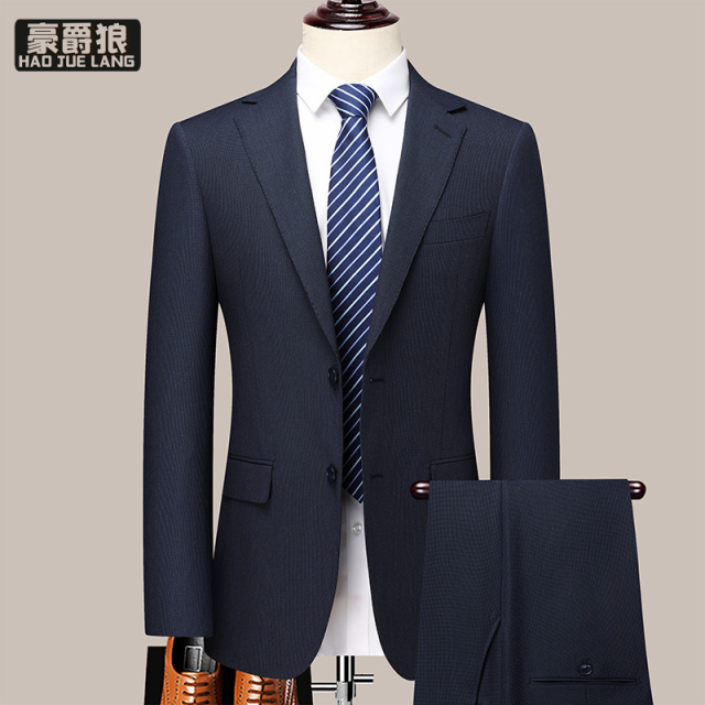 11640321.高端中青年西服套装春秋新款莫代尔商务休闲职业面试正装西服