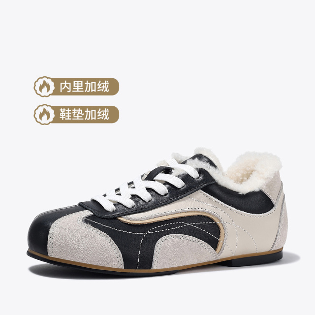 11637871.BellaLily2024年冬季新款银色德训鞋女加绒毛毛板鞋保暖休闲鞋子