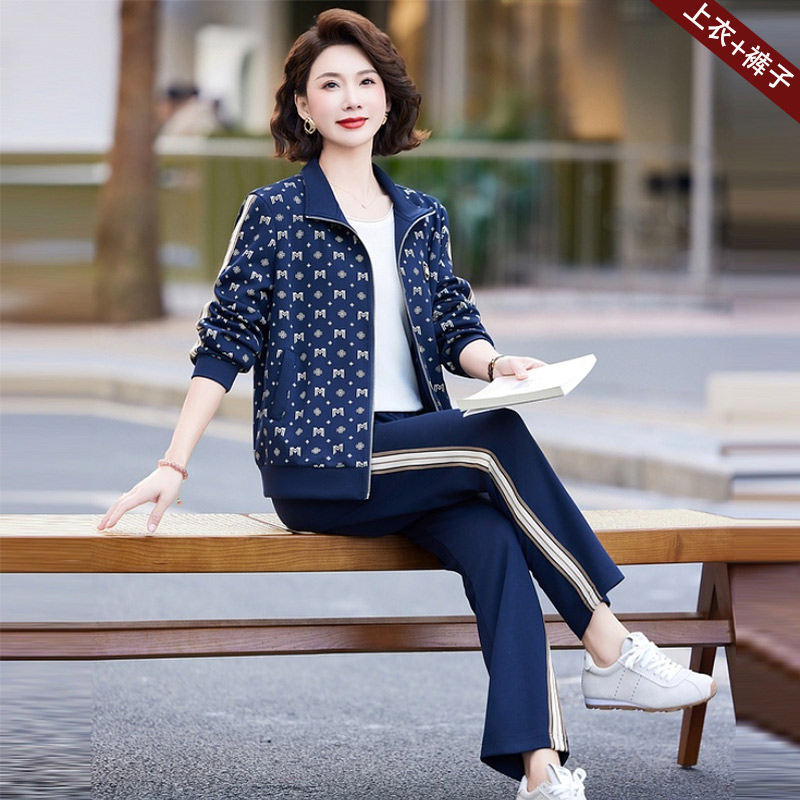 12634792.妈妈装休闲开衫上衣+裤子运动两件套装BBCY885