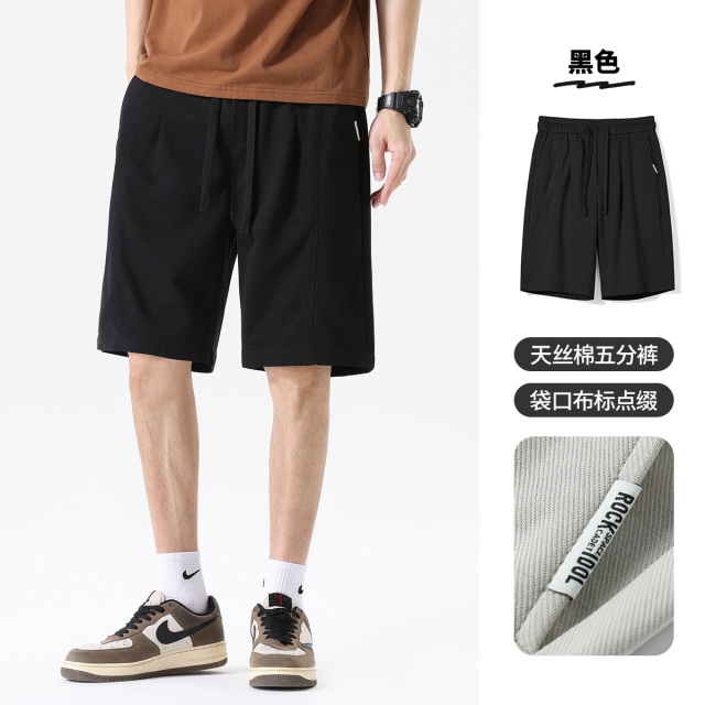 11642190.布衣传说 凉感天丝棉 夏季冰丝休闲短裤男款宽松五分裤