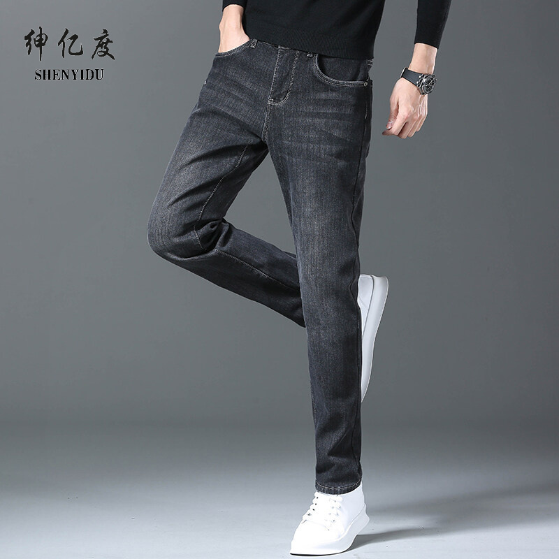 11658886.2025春秋季新款牛仔裤男弹力潮牌刺绣简约百搭修身男士长裤子A