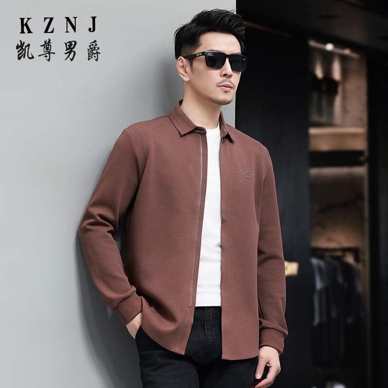 11656855.2025秋季新款无痕纯色衬衫休闲长袖T恤男士商务简约衬衫