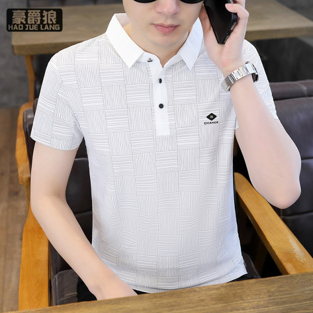 11656819.冰丝无痕速干t恤男款夏季短袖衬衫潮牌polo衫中老年帅爸爸装潮流