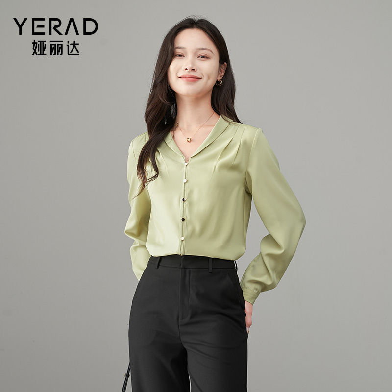 11658752.【娅丽达】时尚长袖衬衣女休闲商务通勤百搭衬衫女上衣