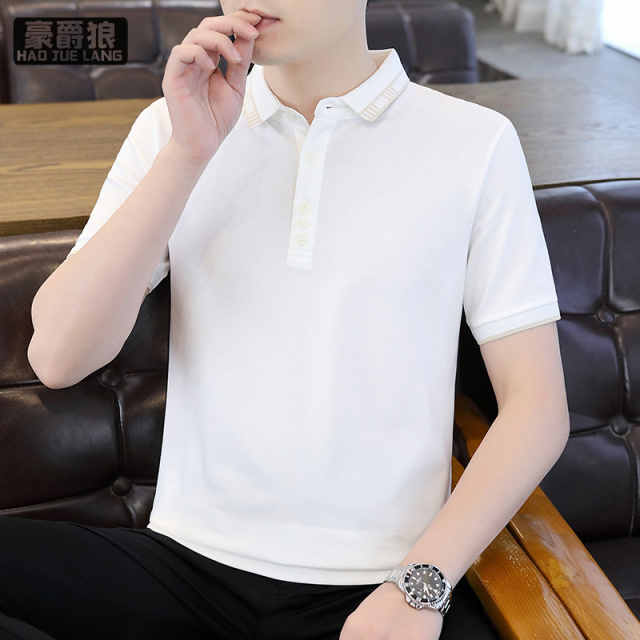 11656800.夏季简约棉制短袖t恤男装polo衫舒适休闲翻领潮流打底衫