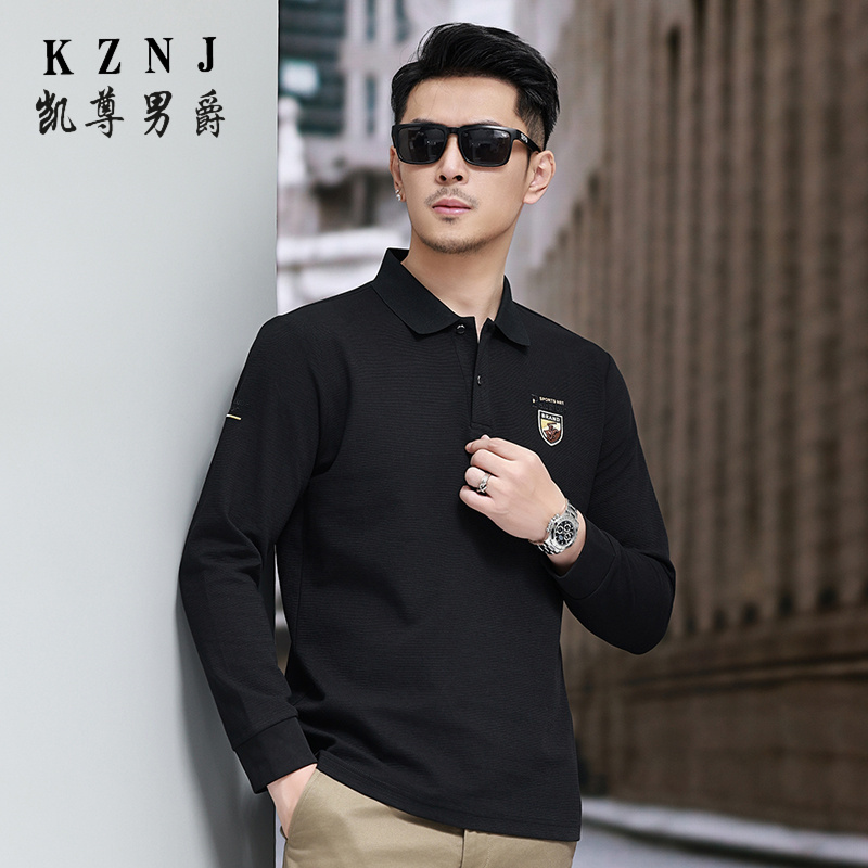 11656870.春秋新款POLO衫男士休闲长袖T恤2025翻领打底衫卫衣