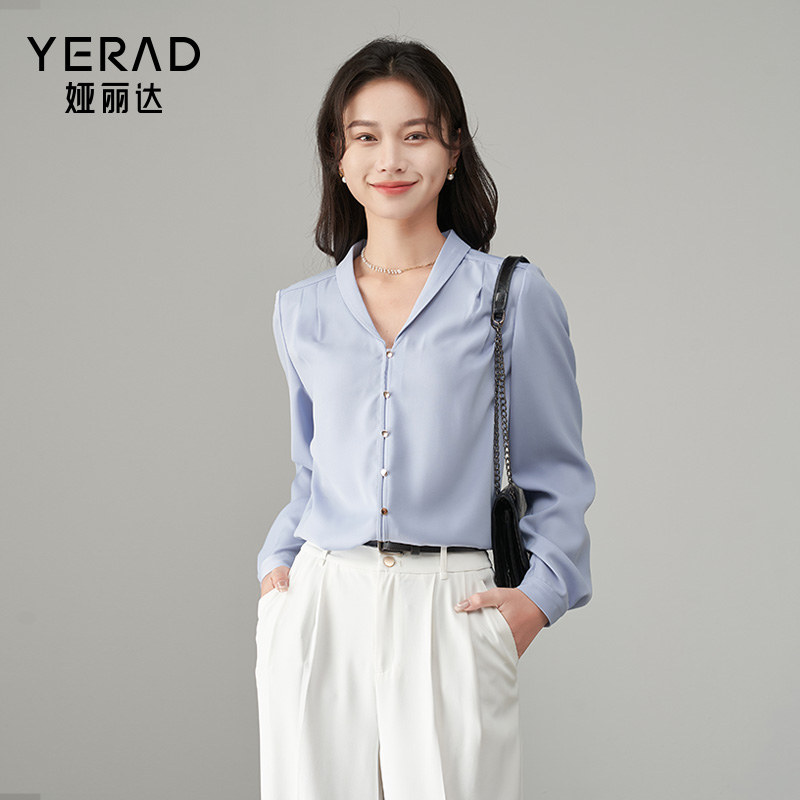 11658759.【娅丽达】优雅时尚长袖衬衣女休闲商务通勤百搭衬衫