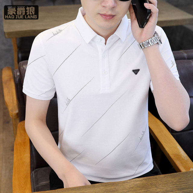11656815.夏季清凉冰丝高端简约休闲薄款翻领商务纯棉短袖t恤男刺绣polo衫