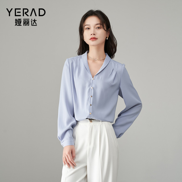 11658759.【娅丽达】优雅时尚长袖衬衣女休闲商务通勤百搭衬衫