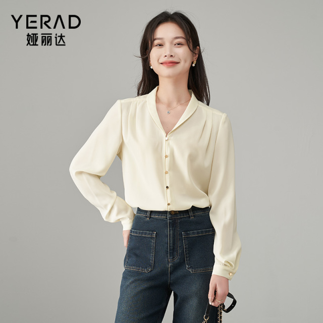11658816.【娅丽达】优雅时尚长袖衬衣女休闲商务通勤百搭衬衫女上衣
