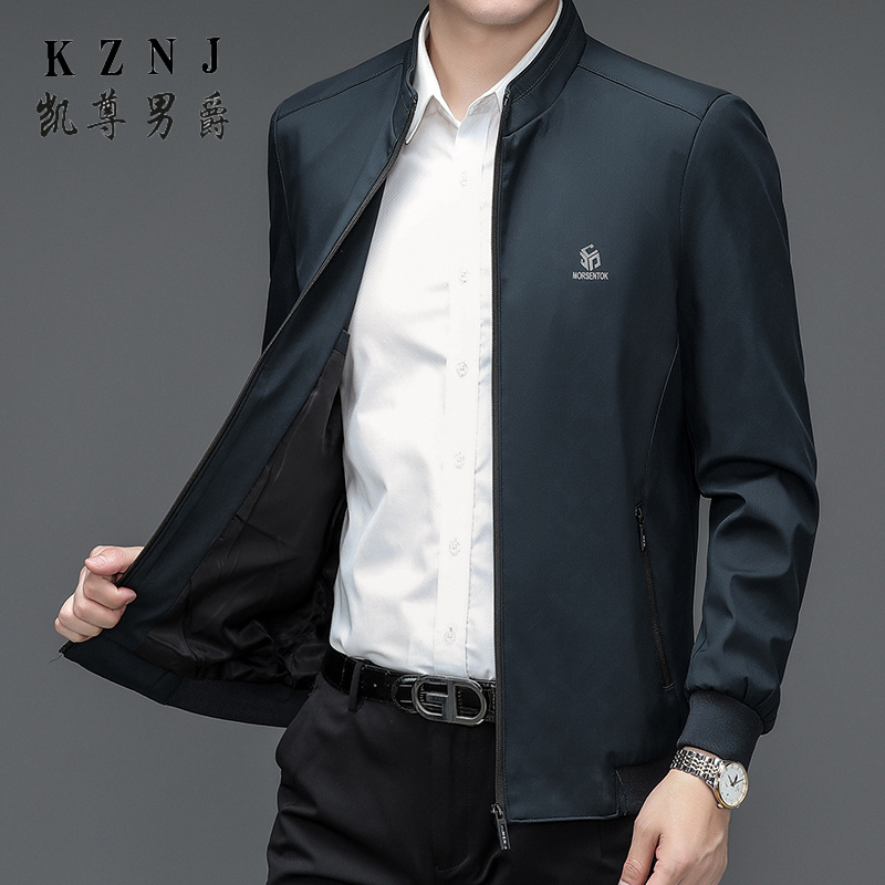 11656892.男士外套新款男装商务休闲外衣春秋中年夹克男薄上衣爸爸装