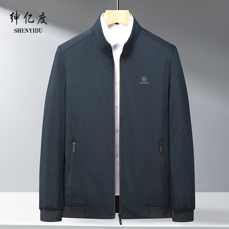 11657224.男士外套新款男装商务休闲外衣春秋中年夹克男薄上衣爸爸装A