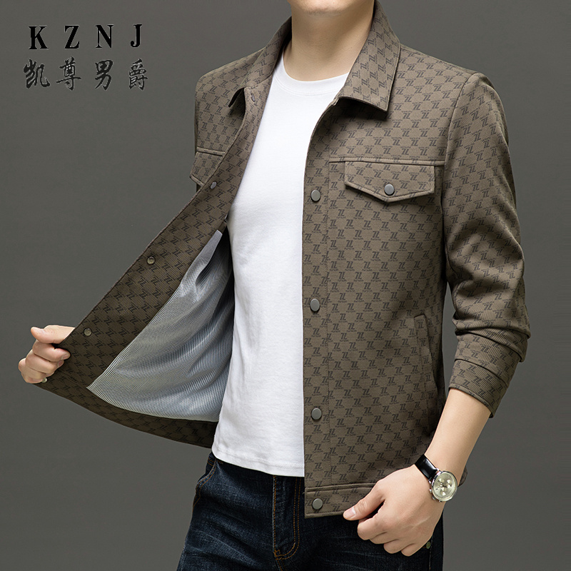 11656898.春秋外套男士夹克2025新款潮流百搭休闲男装修身翻领夹克衫