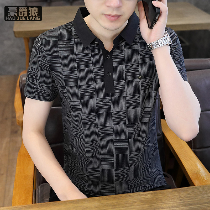 11656819.冰丝无痕速干t恤男款夏季短袖衬衫潮牌polo衫中老年帅爸爸装潮流