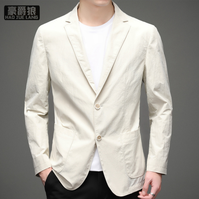 11661370.西装新款春秋季休闲西服时尚免烫男士单西外套男高档上衣