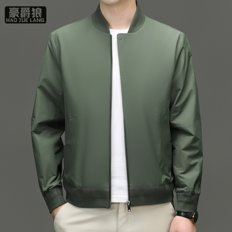 11661390.春秋季新款棒球领休闲夹克男短款修身外套春秋高端商务男装上衣
