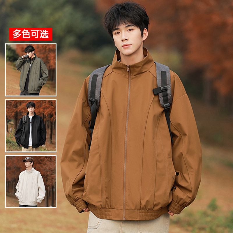 11664198.衣仕梵春秋新款男式立领夹克美式工装潮流情侣款百搭外套【衣仕梵男装1】