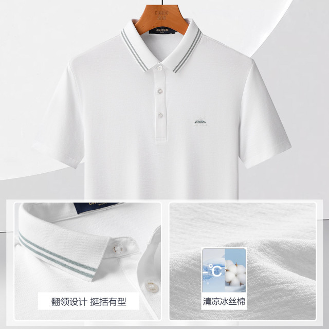 12148366.线下优选【冰丝棉&透气排汗】夏季绣花工艺百搭t恤短袖polo衫男