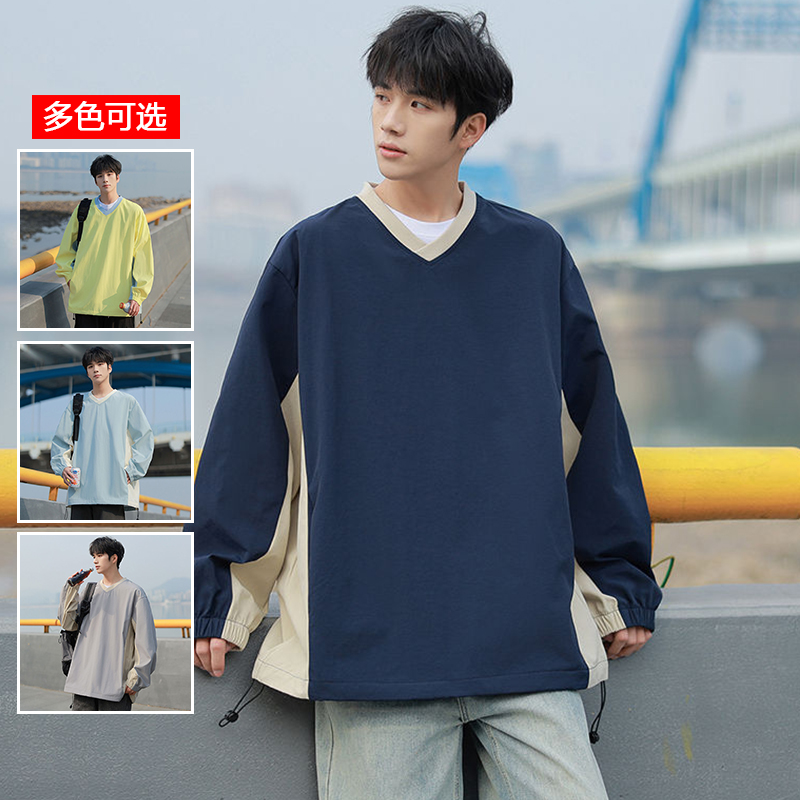 11664201.衣仕梵春秋新款男式V领潮牌撞色宽松百搭长袖卫衣【衣仕梵男装1】