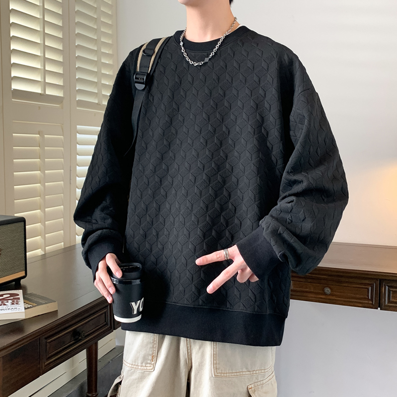 11668176.7-CY春秋上新男款简约纯色提花套头潮流百搭卫衣【7-CY男装1】